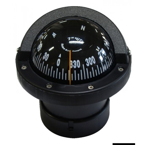 Bussola 3" RIVIERA Zenith SLIM nera, rosa nera piatta - N°1 - comptoirnautique.com