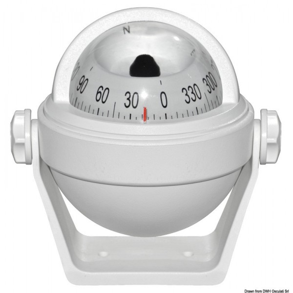 RIVIERA Stella 2"1/2 white compass with stand, white rose - N°1 - comptoirnautique.com