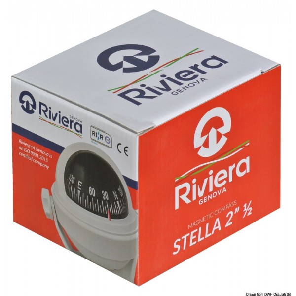 RIVIERA Stella 2"1/2 white compass with stand, white rose - N°3 - comptoirnautique.com