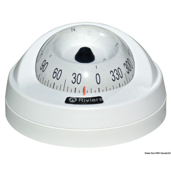 RIVIERA Aries 2"1/2 white compass with bayonet, white rose - N°1 - comptoirnautique.com