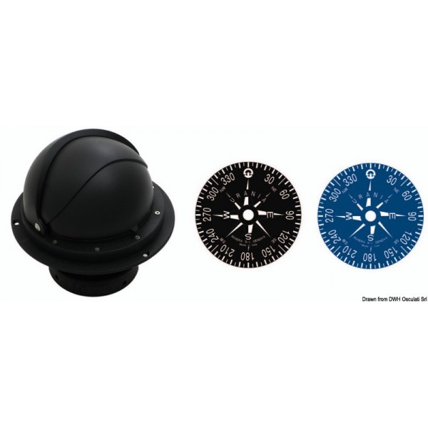 4" RIVIERA compass with black rose dome/black flat rose case - N°1 - comptoirnautique.com