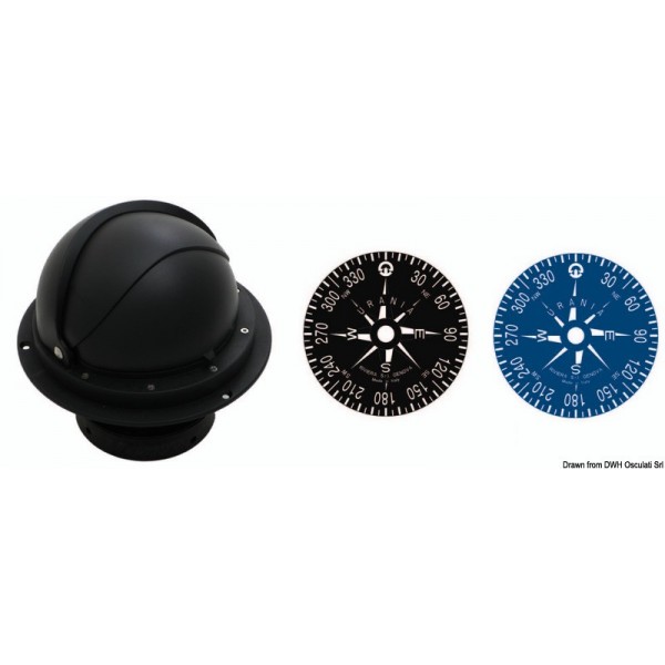4" RIVIERA Kompass mit Kuppel schwarz rosa/schwarzes Gehäuse flach rosa - N°1 - comptoirnautique.com 
