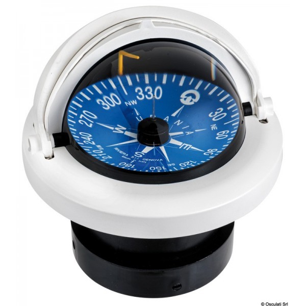 Bussola 4" RIVIERA cupola di protezione bianco/blu rosetta - N°1 - comptoirnautique.com