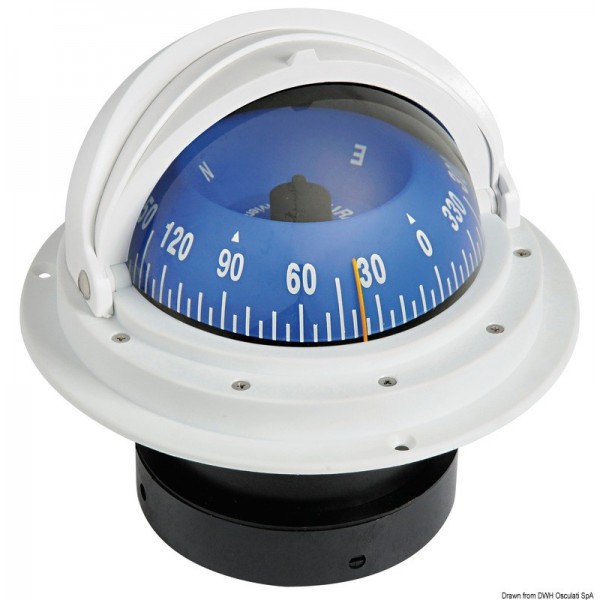 Bussola 4" RIVIERA protezione cupola bianco/blu faro rosa - N°1 - comptoirnautique.com