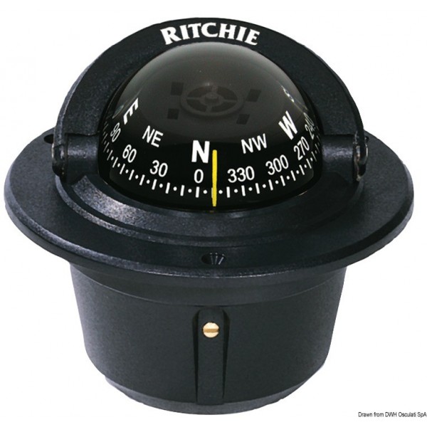 Compas encastrem. RITCHIE Explorer 2"3/4 noir/noir  - N°1 - comptoirnautique.com 