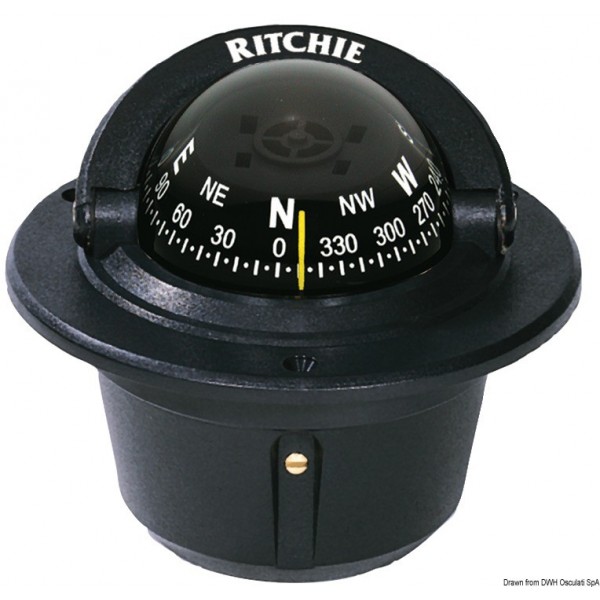 Eingebauter Kompass. RITCHIE Explorer 2"3/4 schwarz/schwarz - N°1 - comptoirnautique.com