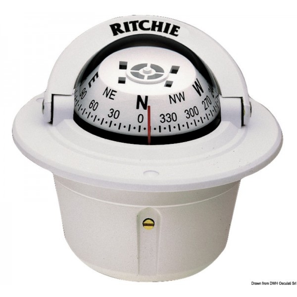 Brújula incorporada RITCHIE Explorer 2"3/4 blanco/blanco - N°1 - comptoirnautique.com 