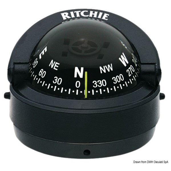 Bussola esterna RITCHIE Explorer 2"3/4 nero/nero - N°1 - comptoirnautique.com