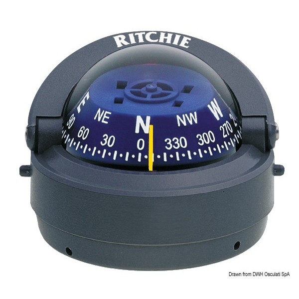 External compass RITCHIE Explorer 2"3/4 grey/blue - N°1 - comptoirnautique.com