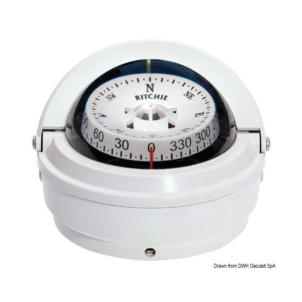 Bussola esterna RITCHIE Voyager 3" bianco/bianco - N°1 - comptoirnautique.com