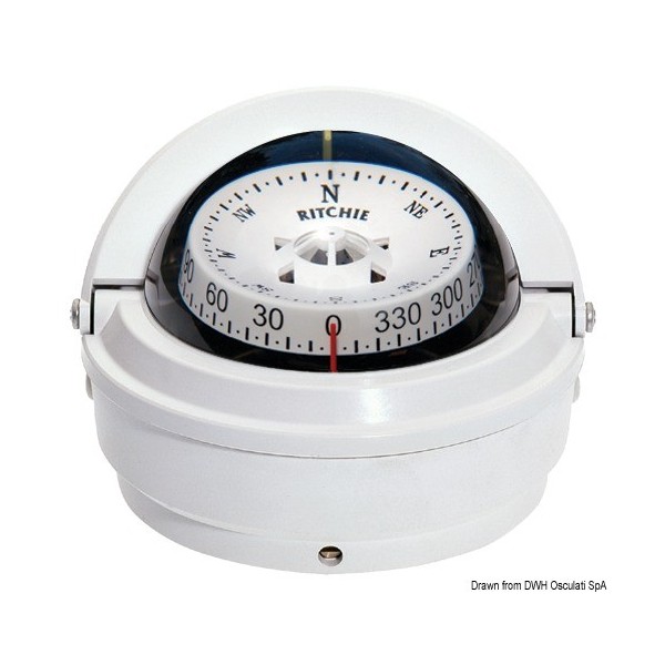 RITCHIE Voyager 3" external compass white/white - N°1 - comptoirnautique.com