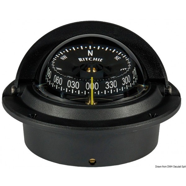RITCHIE Wheelmark 3" bussola incorporata nero/nero - N°1 - comptoirnautique.com