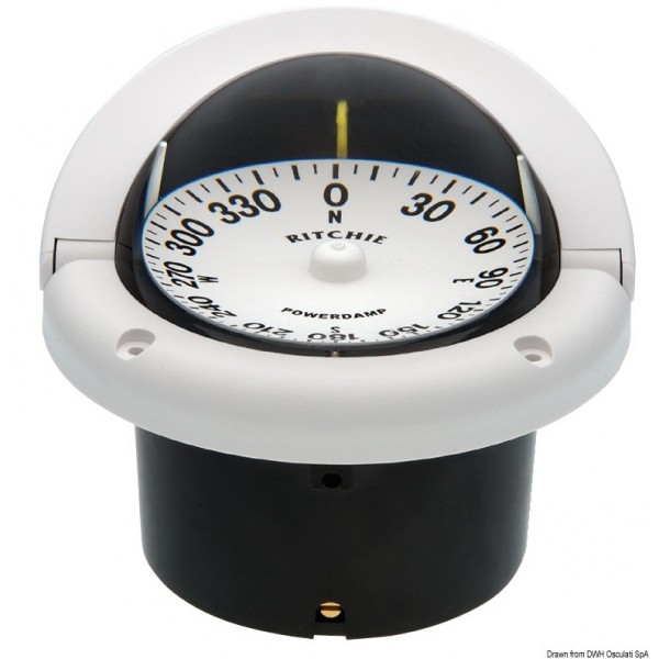 Bussola incorporata RITCHIE Helmsman 3"3/4 bianco/bianco - N°1 - comptoirnautique.com