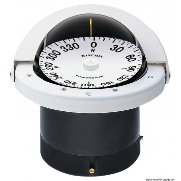 Bussola incorporata RITCHIE Navigator 4"1/4 bianco/bianco - N°1 - comptoirnautique.com