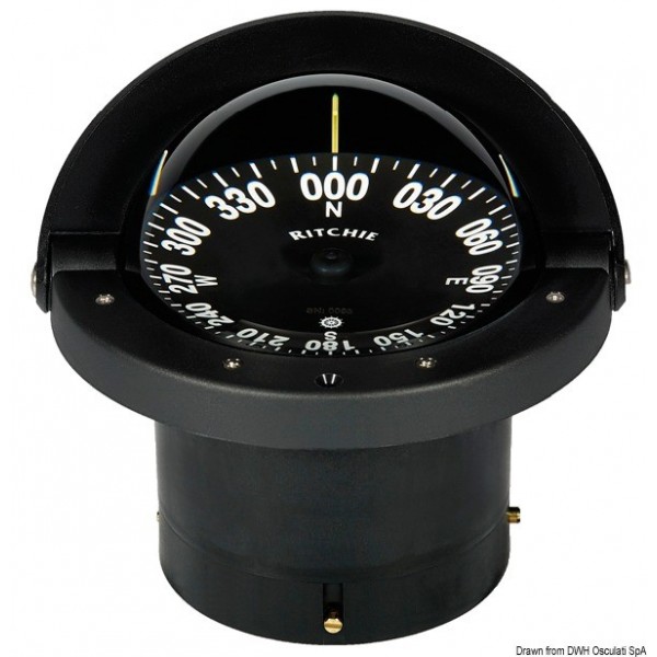 Bussola incorporata RITCHIE Wheelmark 4"1/2 nero/nero - N°1 - comptoirnautique.com