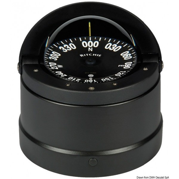 RITCHIE Wheelmark 4"1/2 bussola esterna nero/nero - N°1 - comptoirnautique.com