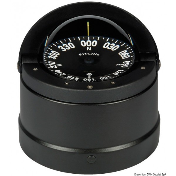 RITCHIE Wheelmark 4"1/2 external compass black/black - N°1 - comptoirnautique.com