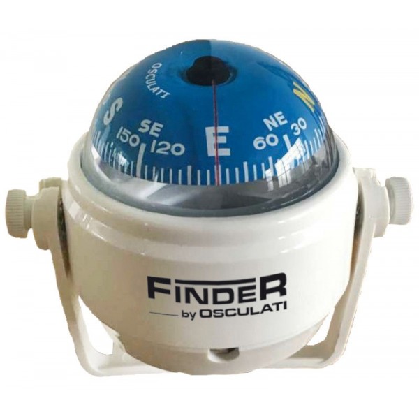 Compas Finder 2" avec étrier blanc/bleu  - N°1 - comptoirnautique.com 