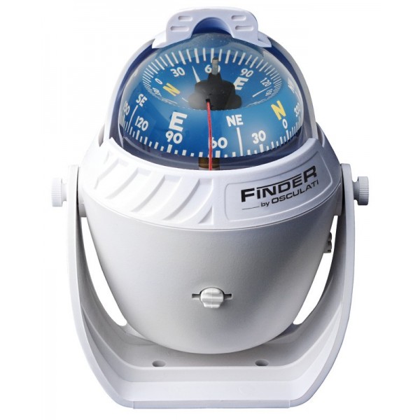 Compas Finder 2"5/8 avec étrier blanc/bleu  - N°1 - comptoirnautique.com 
