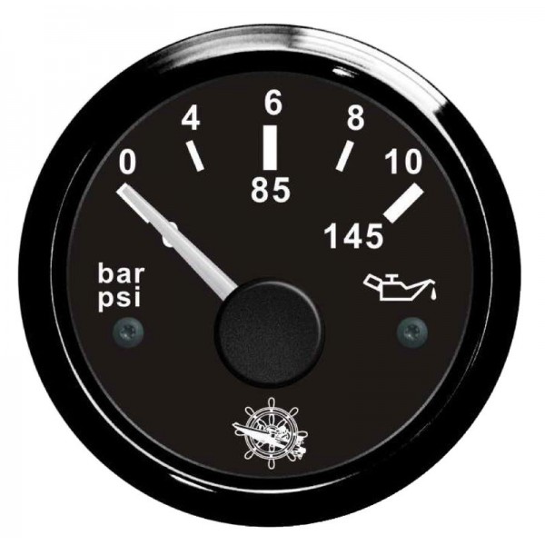 Oil pressure gauge 0/10 bar black/black - N°1 - comptoirnautique.com