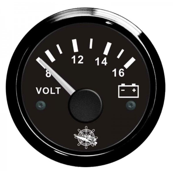 Voltmeter 8/16 V schwarz/schwarz - N°1 - comptoirnautique.com