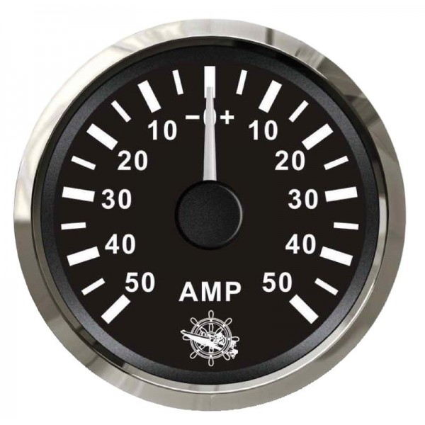 Ampèremètre avec shunt 50 A noir/polie  - N°1 - comptoirnautique.com 