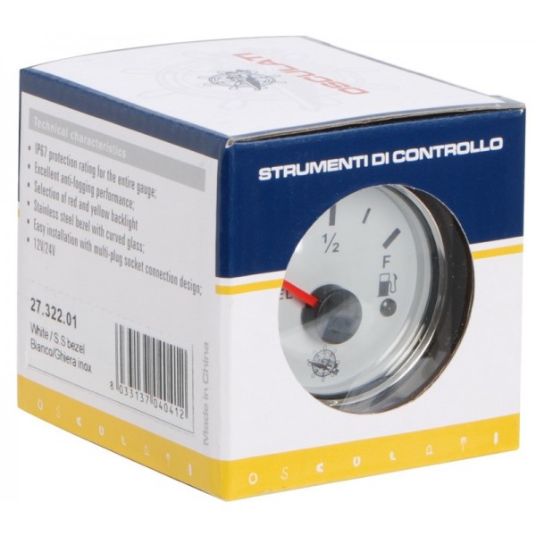 Indicador de combustível 240/33 ohm branco/polido - N°3 - comptoirnautique.com