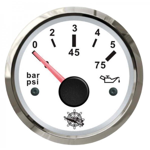 Oil pressure indicator 0/5 bar white/polished - N°1 - comptoirnautique.com