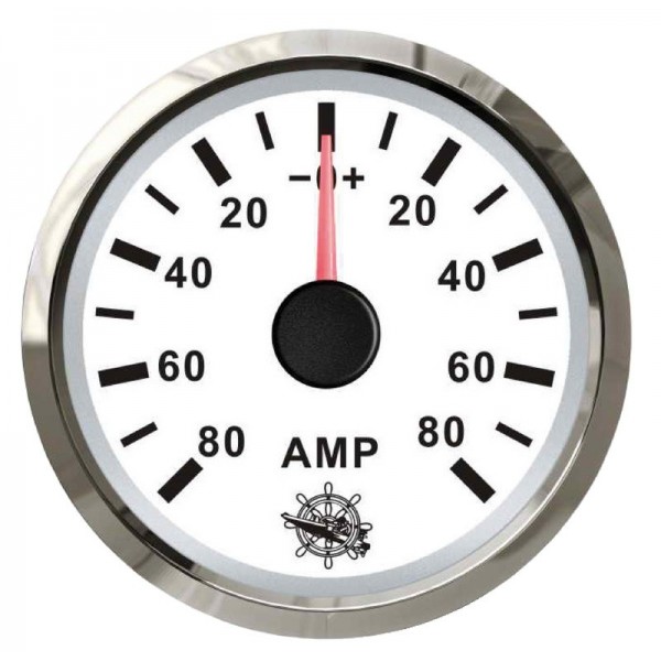 Ampèremètre avec shunt 80 A blanc/polie  - N°1 - comptoirnautique.com 