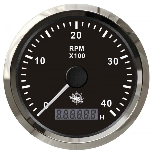 Rev counter 0-4000 rpm black/polished - N°1 - comptoirnautique.com 