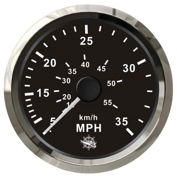 Pitot speedometer 0-35 MPH black/polished - N°1 - comptoirnautique.com