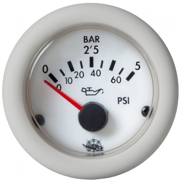Pression huile indicat. Guardian 0-5 bar blanc 12V  - N°1 - comptoirnautique.com