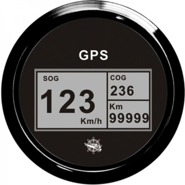 Geschwindigkeitsanzeige Kompass GPS-Totalisator schwarz/schwarz - N°1 - comptoirnautique.com 