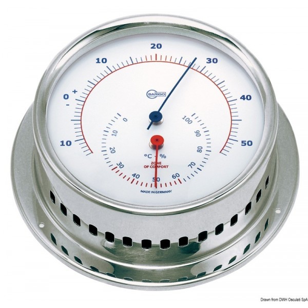 Hygro-Thermometer Barigo Sky Edelstahl poliert/weiß - N°1 - comptoirnautique.com