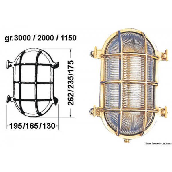 Wandleuchte Schildkröte oval 195x262 mm - N°1 - comptoirnautique.com