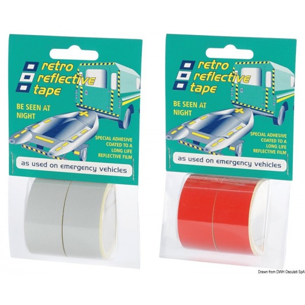 Cinta reflectante roja 2,5 m x 25 mm (2 rollos de 25 mm x 2,5 m) - N°1 - comptoirnautique.com 