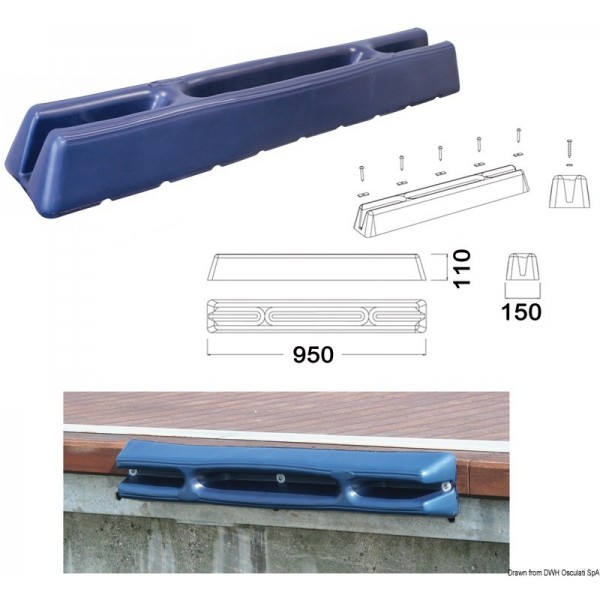 Para-choques de pontão azul de 950 mm - N°1 - comptoirnautique.com