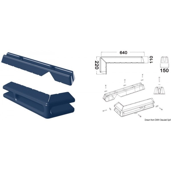 Pontoon fender 640 220 mm blue - N°1 - comptoirnautique.com