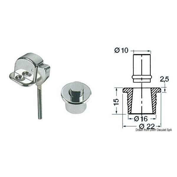 Déclic bouton laiton chromé  - N°1 - comptoirnautique.com