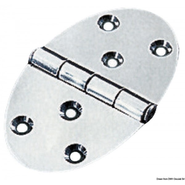 Charnière ovale 56x90 mm avec goujons 2 mm  - N°1 - comptoirnautique.com