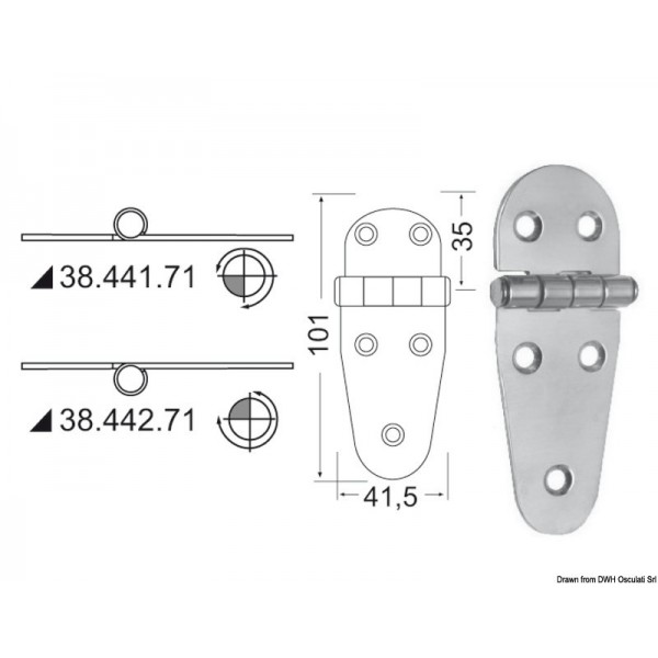 Charnière inox  - N°1 - comptoirnautique.com