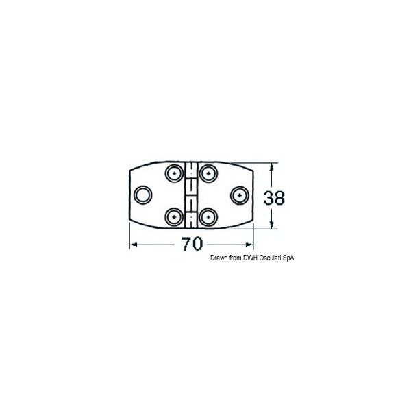 Charnière inox av. 70x38 trap.  - N°1 - comptoirnautique.com