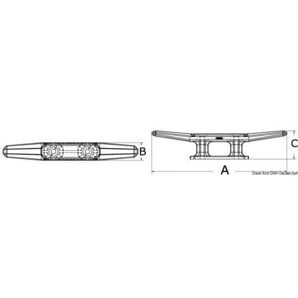 Klampe mit Gewinde Nylon schwarz 208 mm - N°2 - comptoirnautique.com