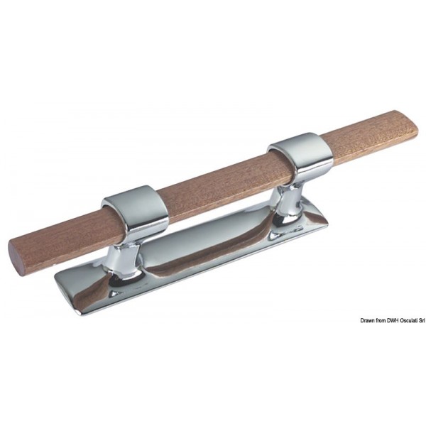 Taquet laiton chromé et acajou 210 mm  - N°1 - comptoirnautique.com