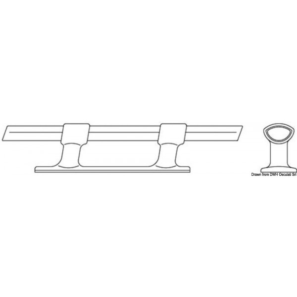 Chrome-plated brass and mahogany cleat 210 mm - N°2 - comptoirnautique.com 