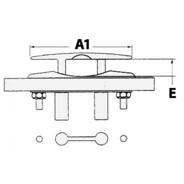 Ausziehbare Klampe AISI316 hochglanzpoliert 164/150 mm - N°3 - comptoirnautique.com