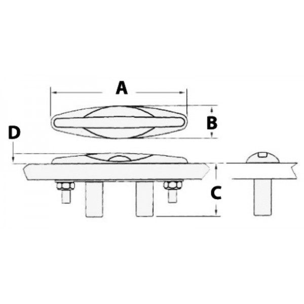 Ausziehbare Klampe AISI316 hochglanzpoliert 217/203 mm - N°4 - comptoirnautique.com