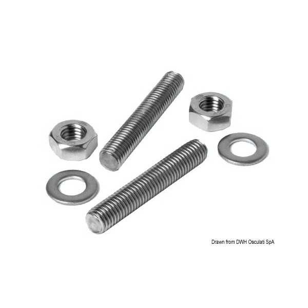 Kit de tornillos prisioneros de acero inoxidable para cornamusa de 6x60 mm - N°1 - comptoirnautique.com