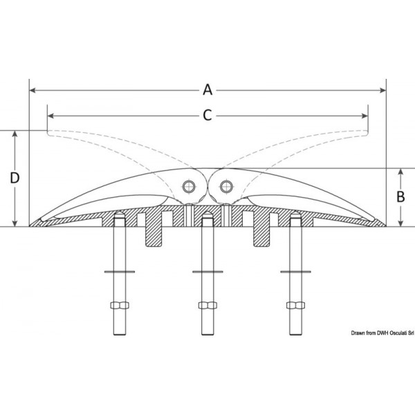 Cornamusa plegable WING AISI316 280x44 mm - N°3 - comptoirnautique.com