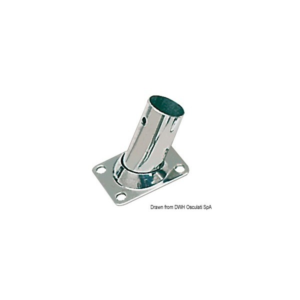 Platine rectangulaire en tôle AISI316 60° 25 mm  - N°1 - comptoirnautique.com